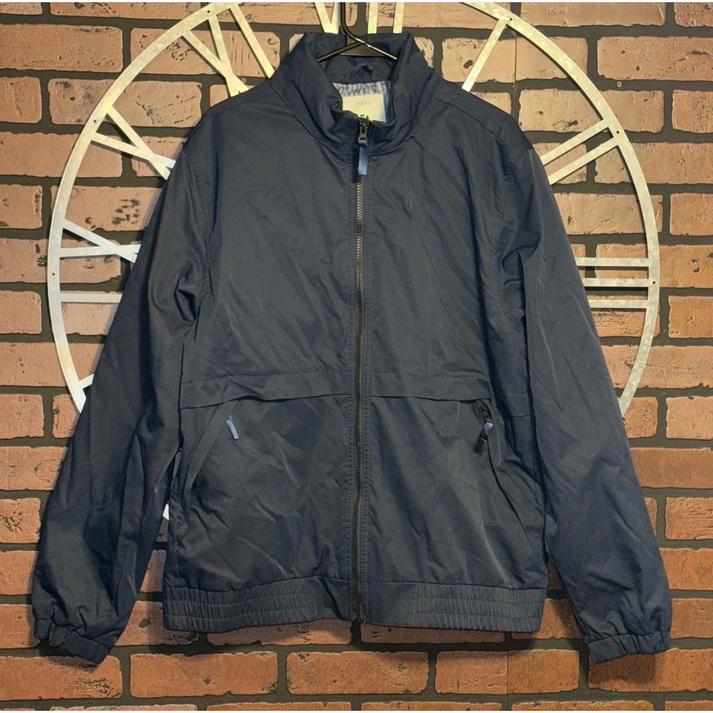 Free Assembly Mens Navy Blue Full Zip Windbreaker Jacket Large Lightweight L